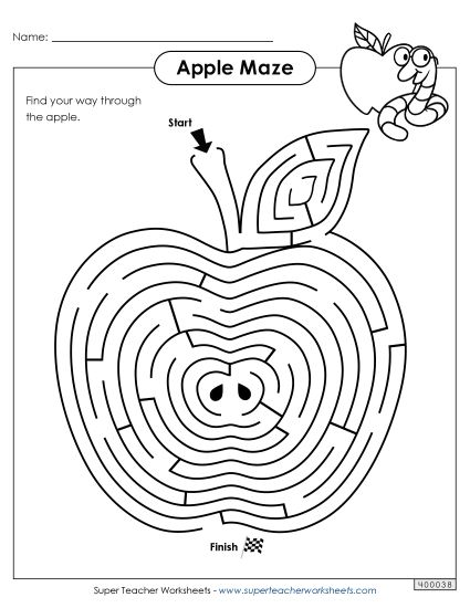 Hard - Apple Maze - Harder (Printable PDF Worksheet)