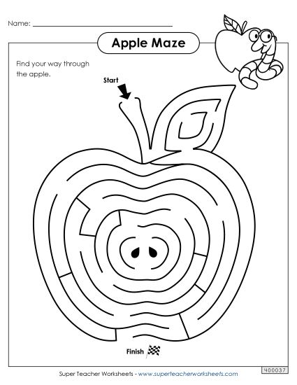 Medium - Apple Maze - Medium (Printable PDF Worksheet)