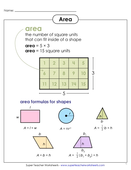 Anchor Chart - Area Anchor Chart (Basic Shapes) (Printable PDF Worksheet)