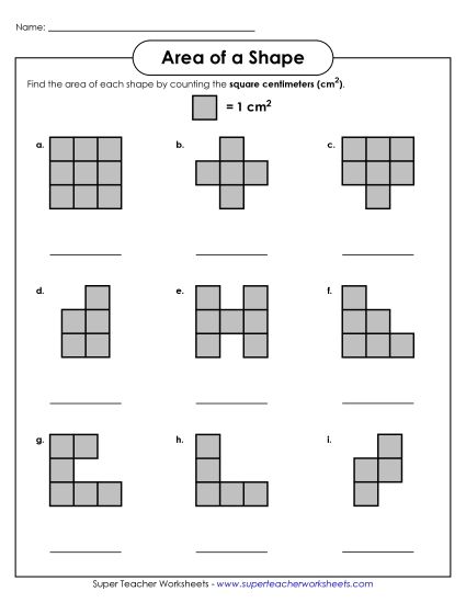 Worksheets - Area: Non-Standard Units #1 (Printable PDF Worksheet)