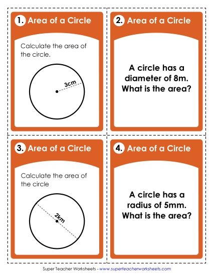 Geometry - Area of a Circle (Printable PDF Worksheet)