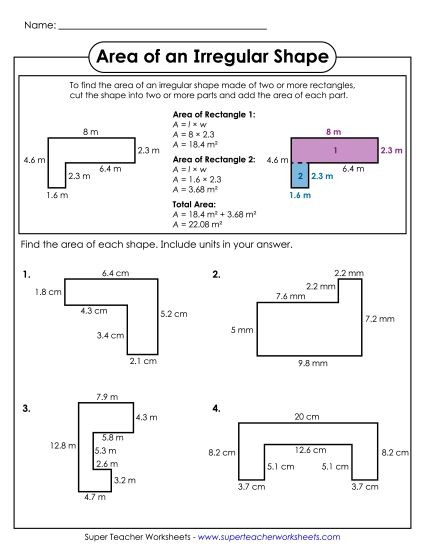 Advanced - Area of an Irregular Shape (Advanced) (Printable PDF Worksheet)
