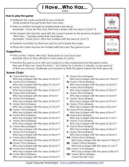 Math - Area of Rectangle (Printable PDF Worksheet)