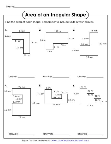 Advanced - Areas of Irregular Shapes (Advanced)  (Printable PDF Worksheet)