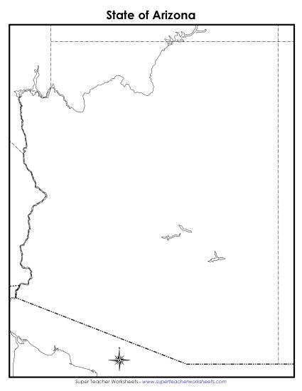 Maps - Arizona: Blank Map (Printable PDF Worksheet)