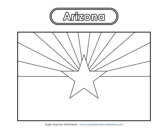 Flags & Seals - Arizona Flag Coloring Page (Printable PDF Worksheet)