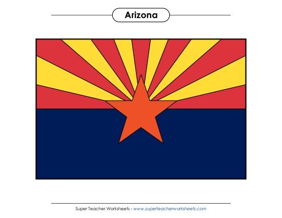 Flags & Seals - Arizona State Flag (Full-Color Version) (Printable PDF Worksheet)