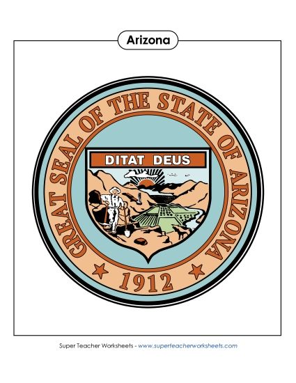 Flags & Seals - Arizona State Seal (Full-Color Version) (Printable PDF Worksheet)