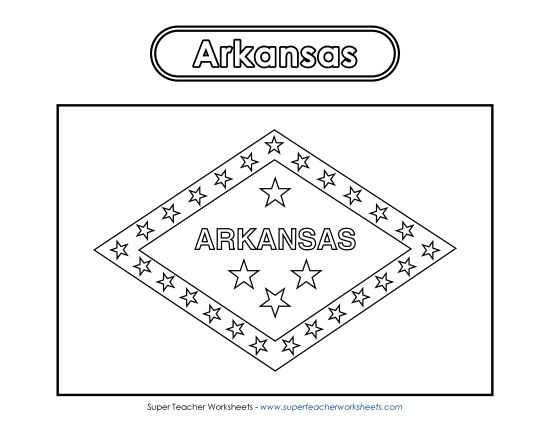 Flags & Seals - Arkansas Flag Coloring Page (Printable PDF Worksheet)