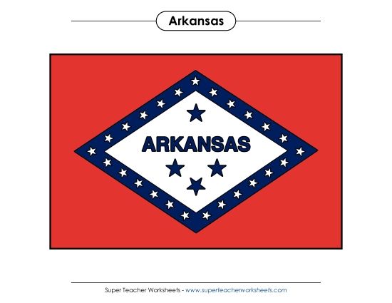 Flags & Seals - Arkansas State Flag (Full-Color Version) (Printable PDF Worksheet)