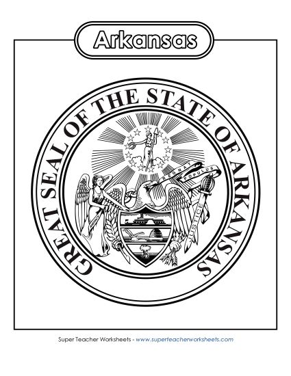 Flags & Seals - Arkansas State Seal (Black & White) (Printable PDF Worksheet)