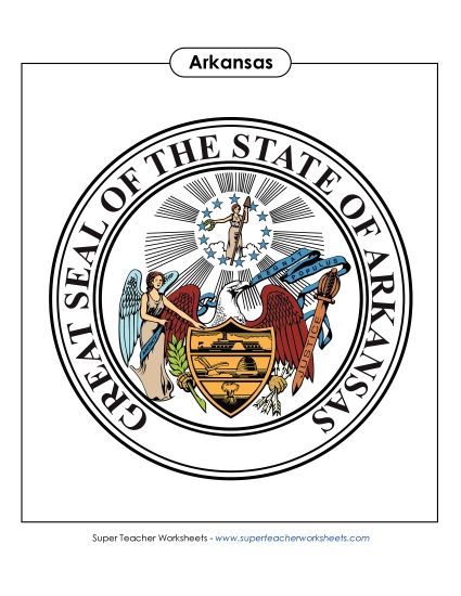 Flags & Seals - Arkansas State Seal (Full-Color Version) (Printable PDF Worksheet)