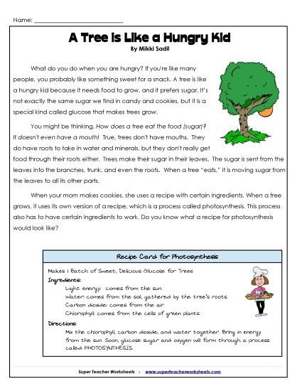 Stories & Articles - Article: Photosynthesis (Printable PDF Worksheet)