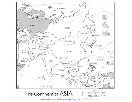 Maps of Asia - Asia Map (Printable PDF Worksheet)