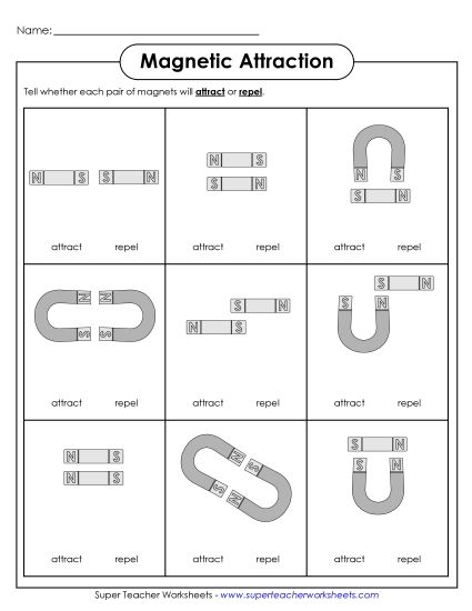 Magnetism Worksheets & Activities - Attract or Repel? (Printable PDF Worksheet)