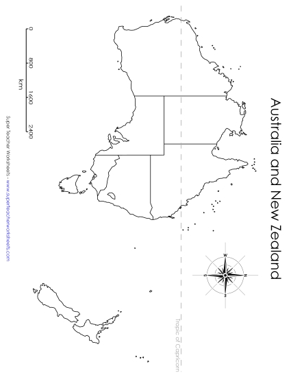 Australia & NZ Maps - Australia & NZ - Printable Blank Map (Printable PDF Worksheet)