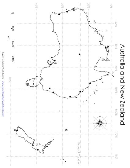 Latitude and Longitude - Australia - Latitude & Longitude Skills 2 (Printable PDF Worksheet)