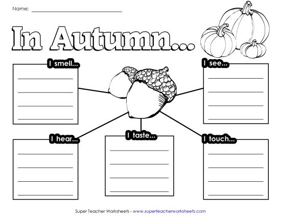 Holiday & Season Graphic Organizers - Autumn Senses (Printable PDF Worksheet)