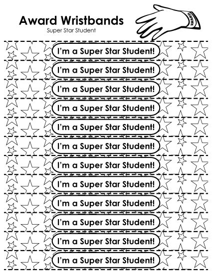 Award Wristbands - Award Wristband - Super Star Student! (Printable PDF Worksheet)