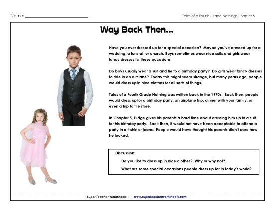 Chapters 5 & 6 - Back Then: Dressing Up (Printable PDF Worksheet)