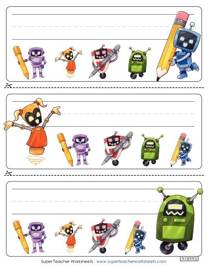 Desk Tags - Back to School Desk Tag - Robots (Printable PDF Worksheet)