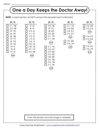 Back-to-School Math - Back To School Mystery Graph - Apple (Printable PDF Worksheet)