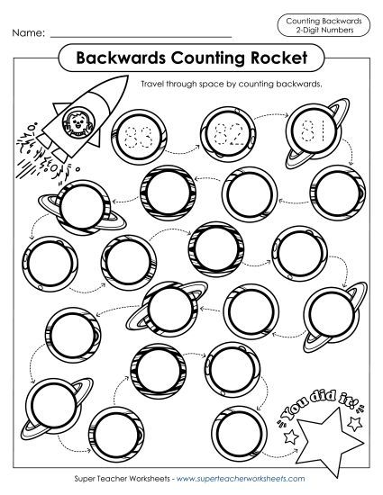Backwards Counting Rocket (From 83) (Printable PDF Worksheet)
