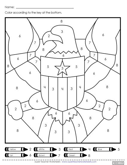 Color by Number - Bald Eagle Color-by-Number Activity (Printable PDF Worksheet)