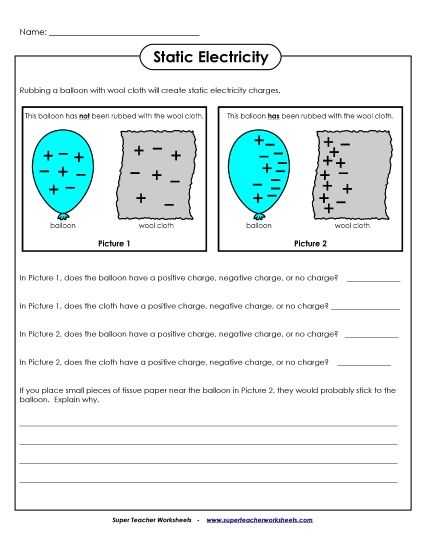 Static Electricity - Balloon & Wool (Printable PDF Worksheet)