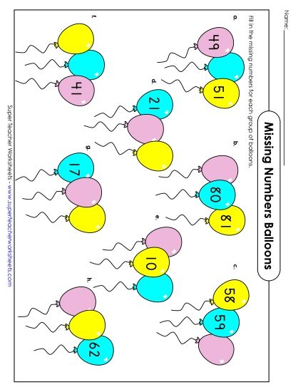 Counting: 2-Digit Numbers - Balloon Counting (2-Digit) (Printable PDF Worksheet)