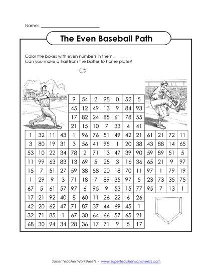 Baseball Path (Printable PDF Worksheet)