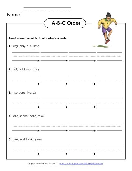 Basic ABC Order (First Letter Only) - Basic ABC Order #2 (Printable PDF Worksheet)