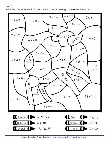 Christmas Multiplication Worksheets - Basic Multiplication Mystery Picture (Reindeer) (Printable PDF Worksheet)