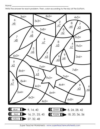 Christmas Multiplication Worksheets - Basic Multiplication Mystery Picture (Stocking) (Printable PDF Worksheet)