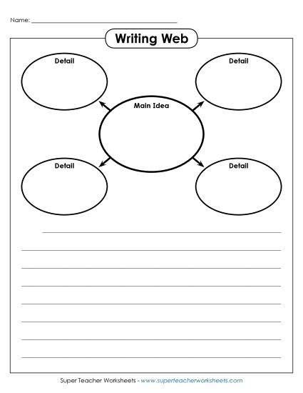 Main Idea Graphic Organizers - Basic Web: Main Idea & Supporting Details (Printable PDF Worksheet)