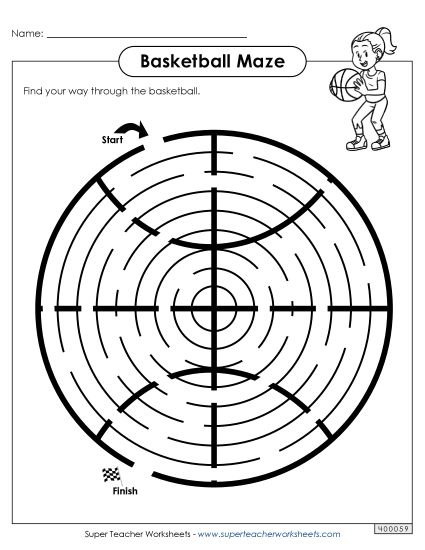 Hard - Basketball Maze - Harder (Printable PDF Worksheet)