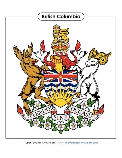 Flag and Coat of Arms - B.C. Coat of Arms (Full Colour) (Printable PDF Worksheet)