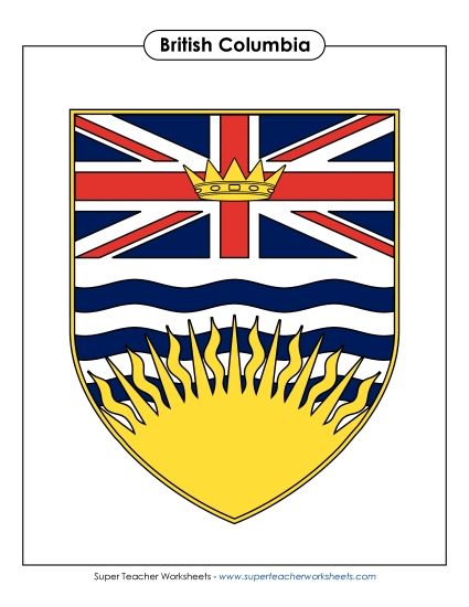Flag and Coat of Arms - B.C. Escutcheon (Colour) (Printable PDF Worksheet)