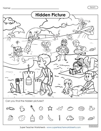Hidden Pictures - Beach (Printable PDF Worksheet)