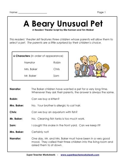 Beary Unusual Pet (Printable PDF Worksheet)