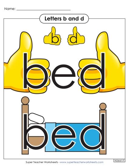 Letters b and d - Bed Anchor Chart (b and d) (Printable PDF Worksheet)
