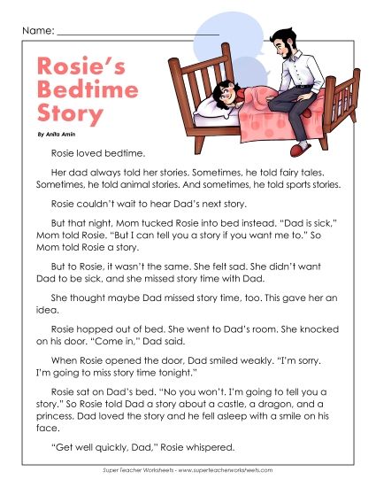 Fiction - Bedtime Story (Printable PDF Worksheet)