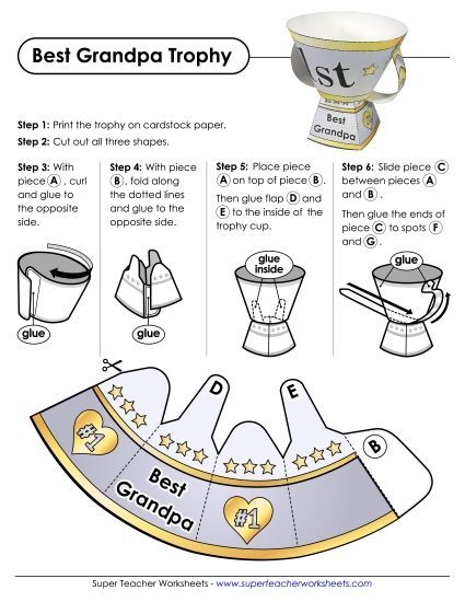 For Grandpas - Best Grandpa Trophy (Printable PDF Worksheet)