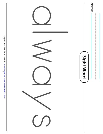 Big Trace: Always (Printable PDF Worksheet)