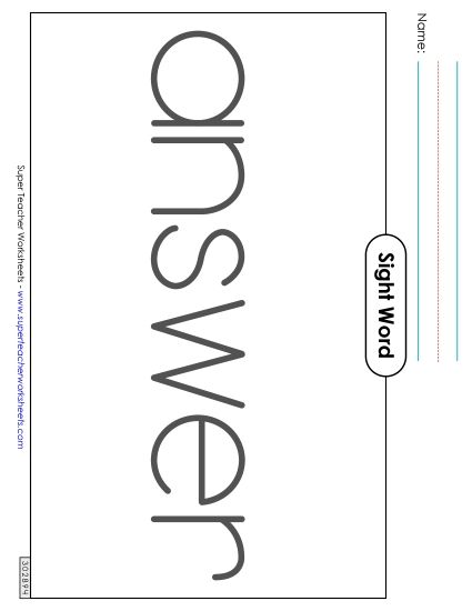 Big Trace: Answer (Printable PDF Worksheet)