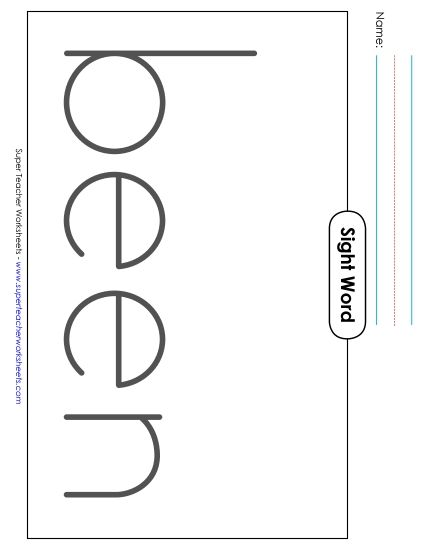 Big Trace: Been (Printable PDF Worksheet)