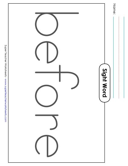 Big Trace: Before (Printable PDF Worksheet)