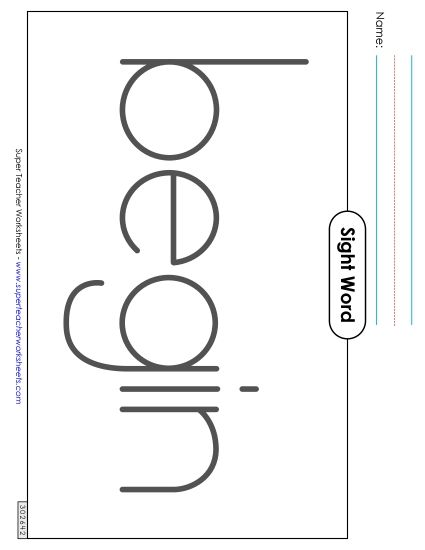 Big Trace: Begin (Printable PDF Worksheet)