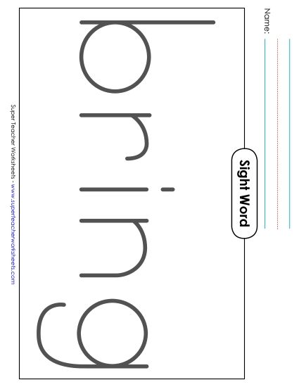 Big Trace: Bring (Printable PDF Worksheet)