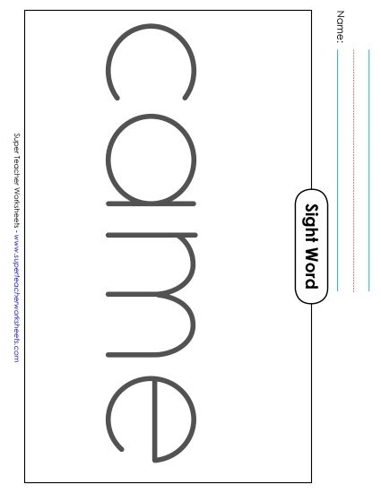 Big Trace: Came (Printable PDF Worksheet)